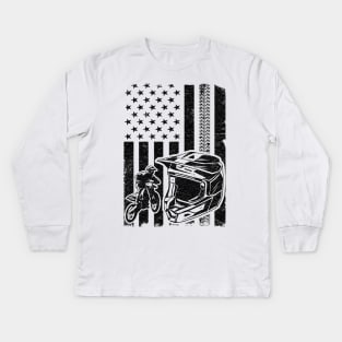 Motocross US Flag America Dirt Bike 4th Of July Funny Motocross Kids Long Sleeve T-Shirt